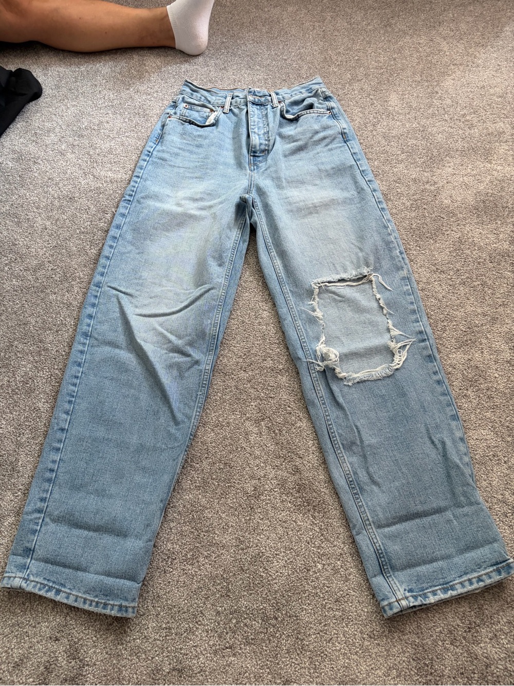 BDG Light Blue Straight-Leg Distressed Jeans